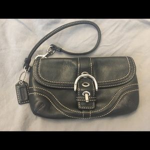 Vintage Black Leather Coach Wristlet